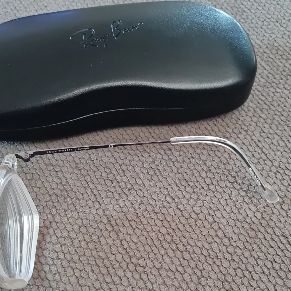 Scott-Harris Clear Frame Glasses with Black Ray-Ban Case